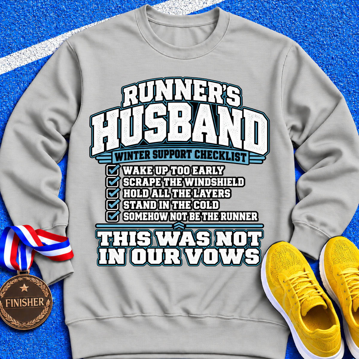 Runner’s Husband Winter Support Checklist Sweatshirt