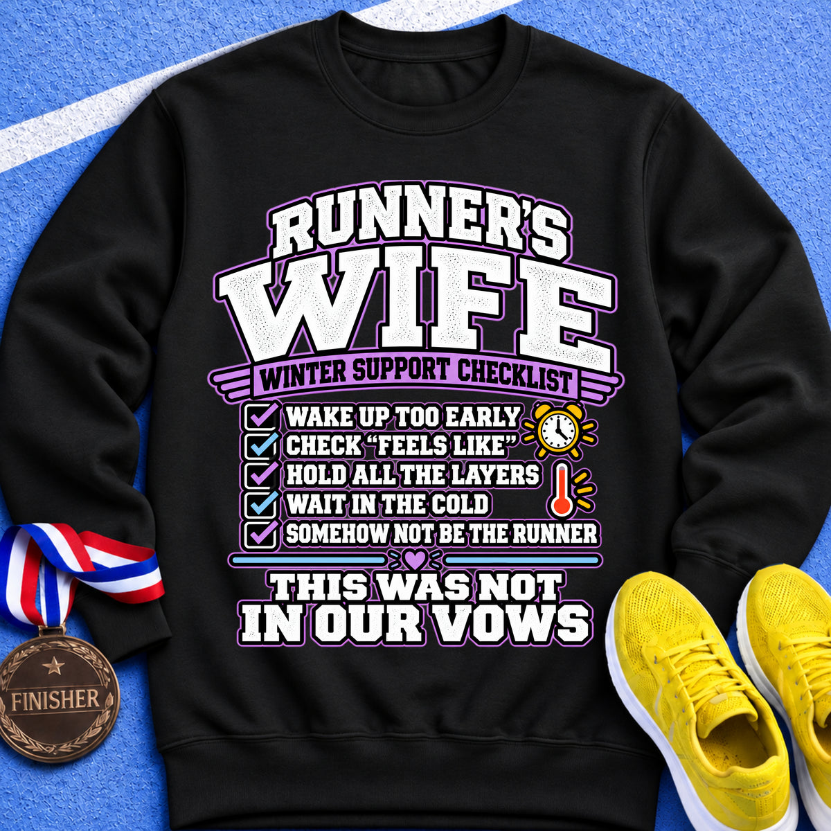 Runner’s Wife Winter Support Checklist Sweatshirt