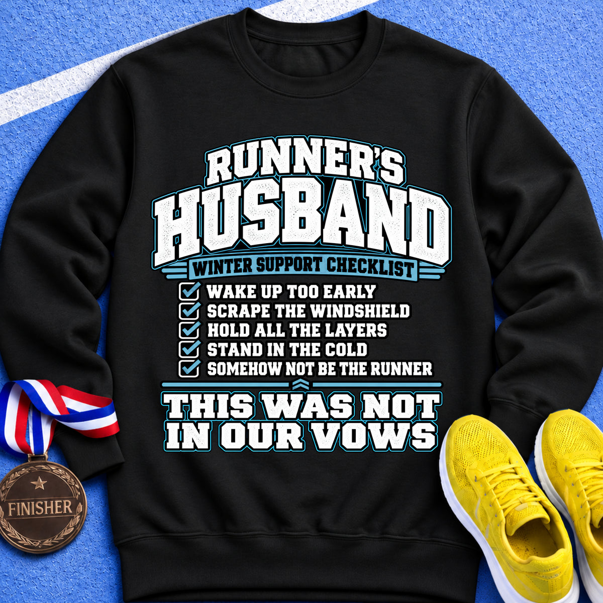 Runner’s Husband Winter Support Checklist Sweatshirt