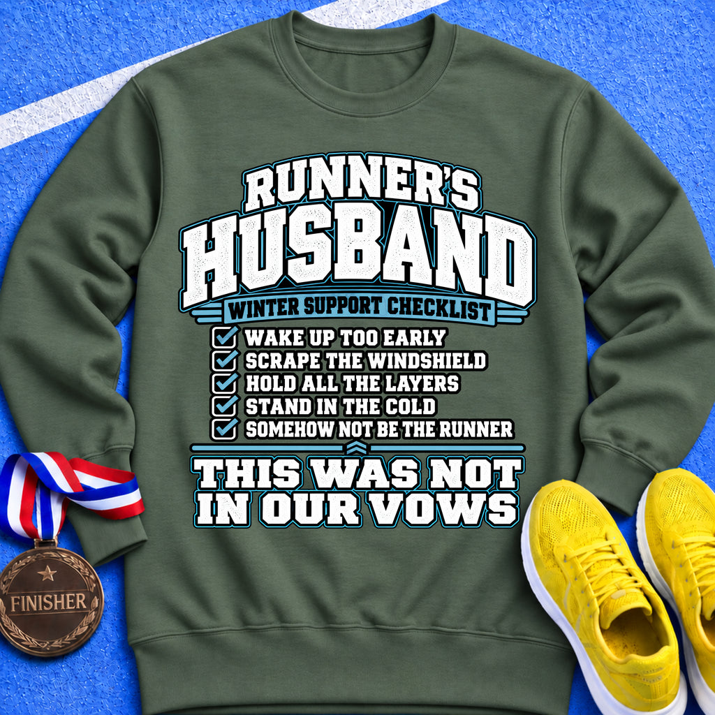Runner’s Husband Winter Support Checklist Sweatshirt