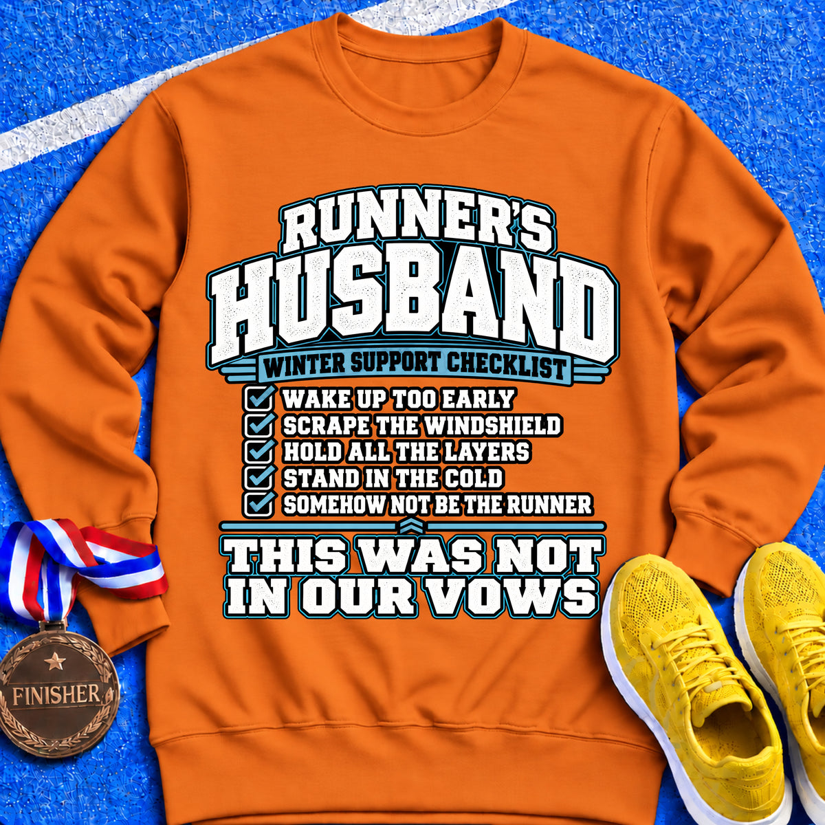 Runner’s Husband Winter Support Checklist Sweatshirt