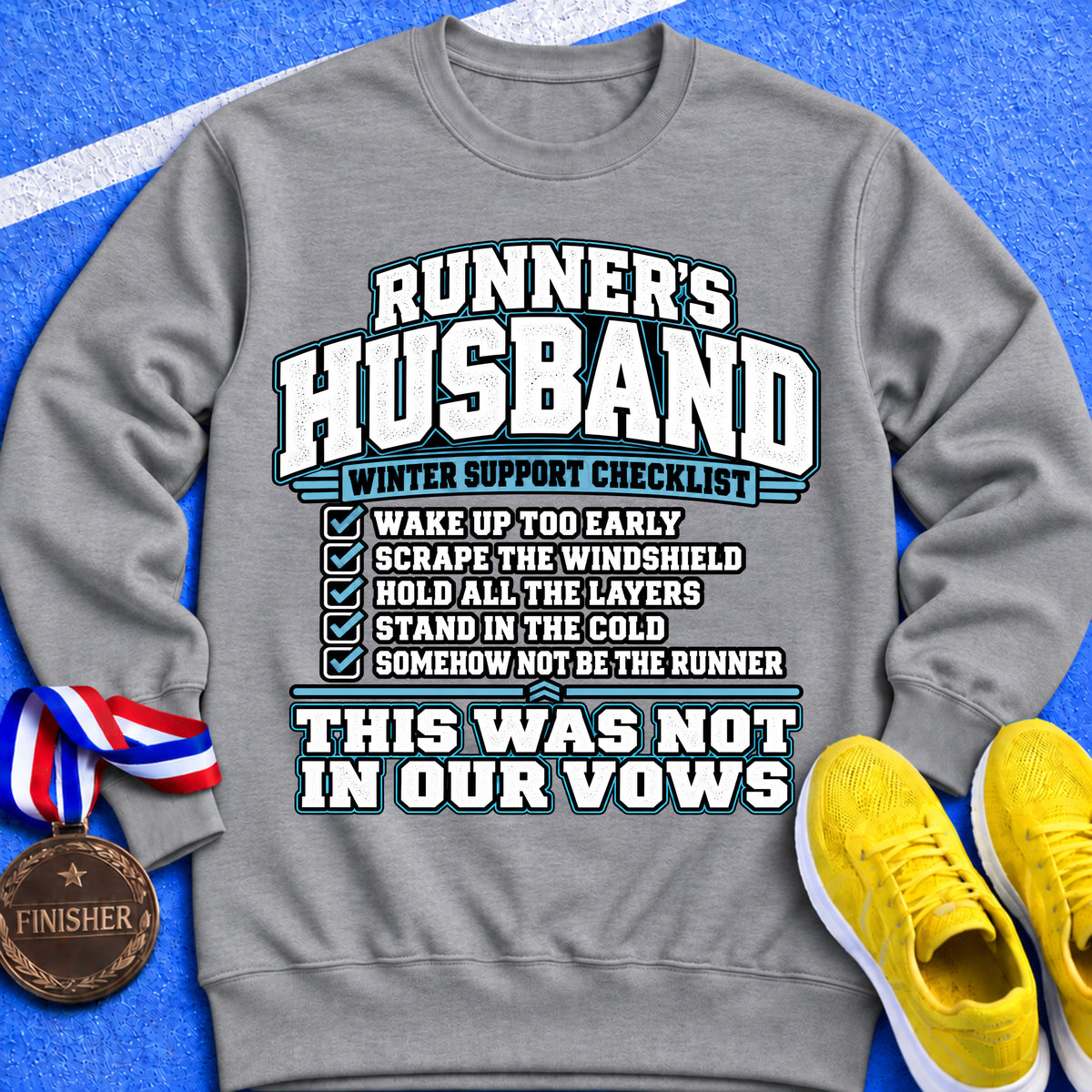 Runner’s Husband Winter Support Checklist Sweatshirt