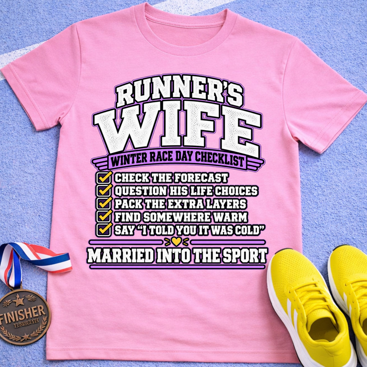 Runner's Wife Winter Race Day Checklist T-Shirt