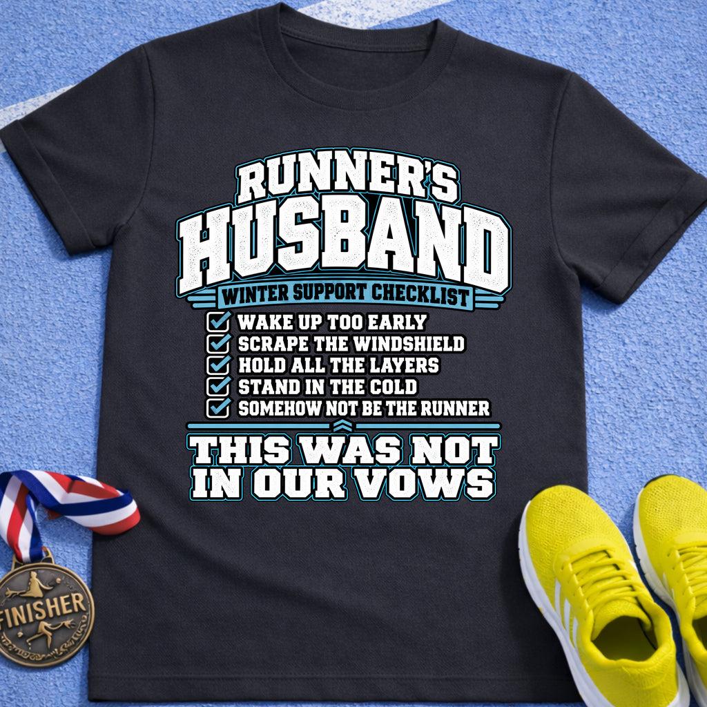 Runner's Husband Winter Support Checklist T-Shirt