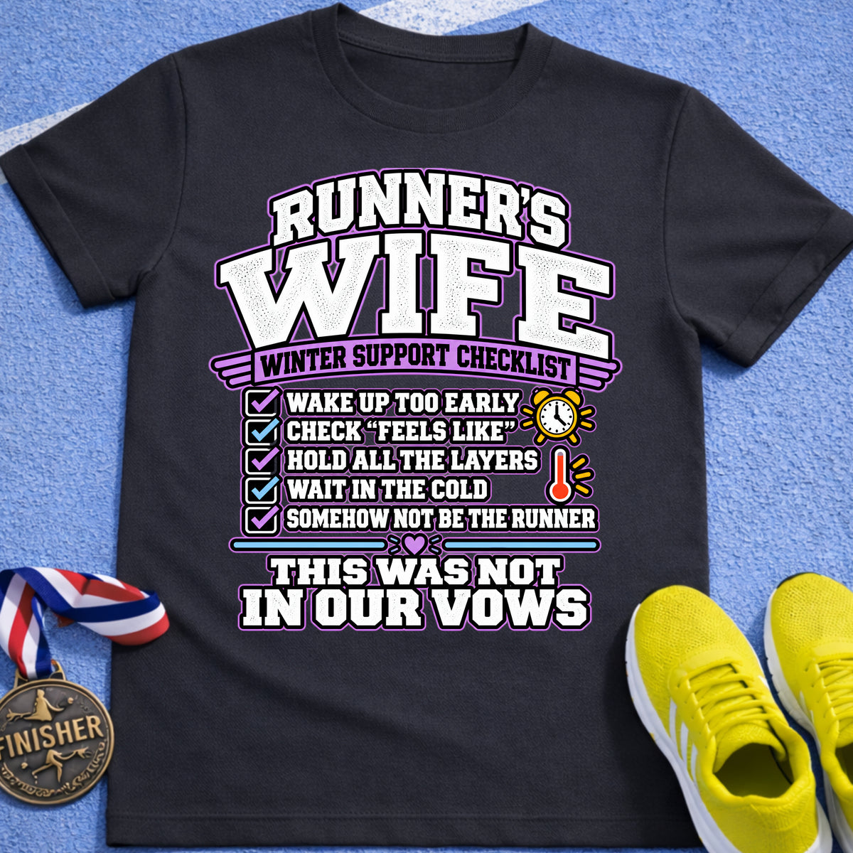 Runner's Wife Winter Support Checklist T-Shirt
