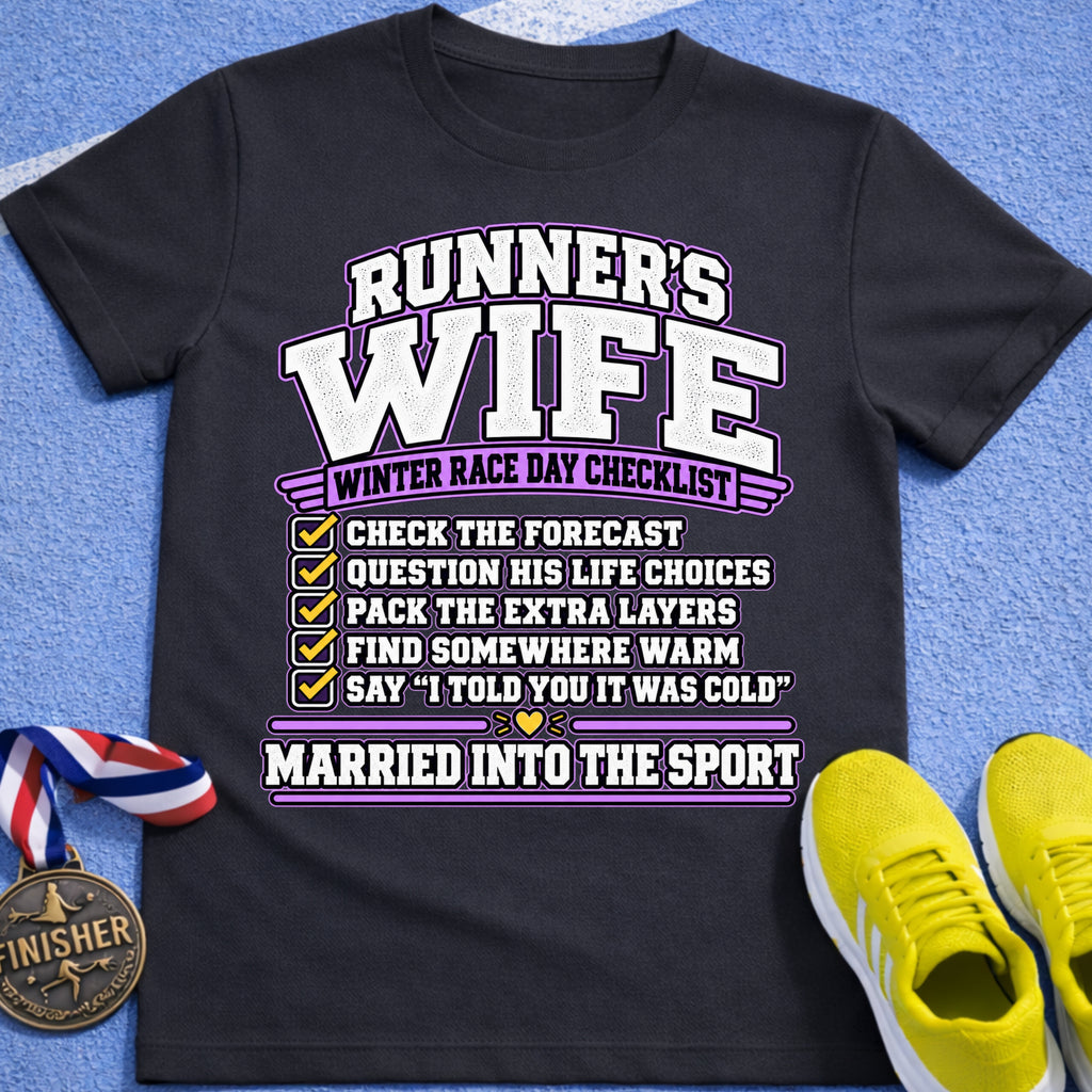 Runner's Wife Winter Race Day Checklist T-Shirt