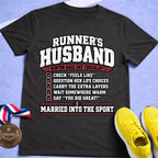 Runner's Husband Winter Race Day Checklist T-Shirt