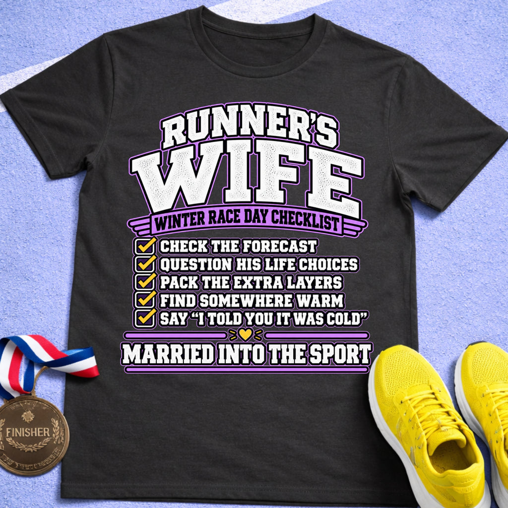 Runner's Wife Winter Race Day Checklist T-Shirt