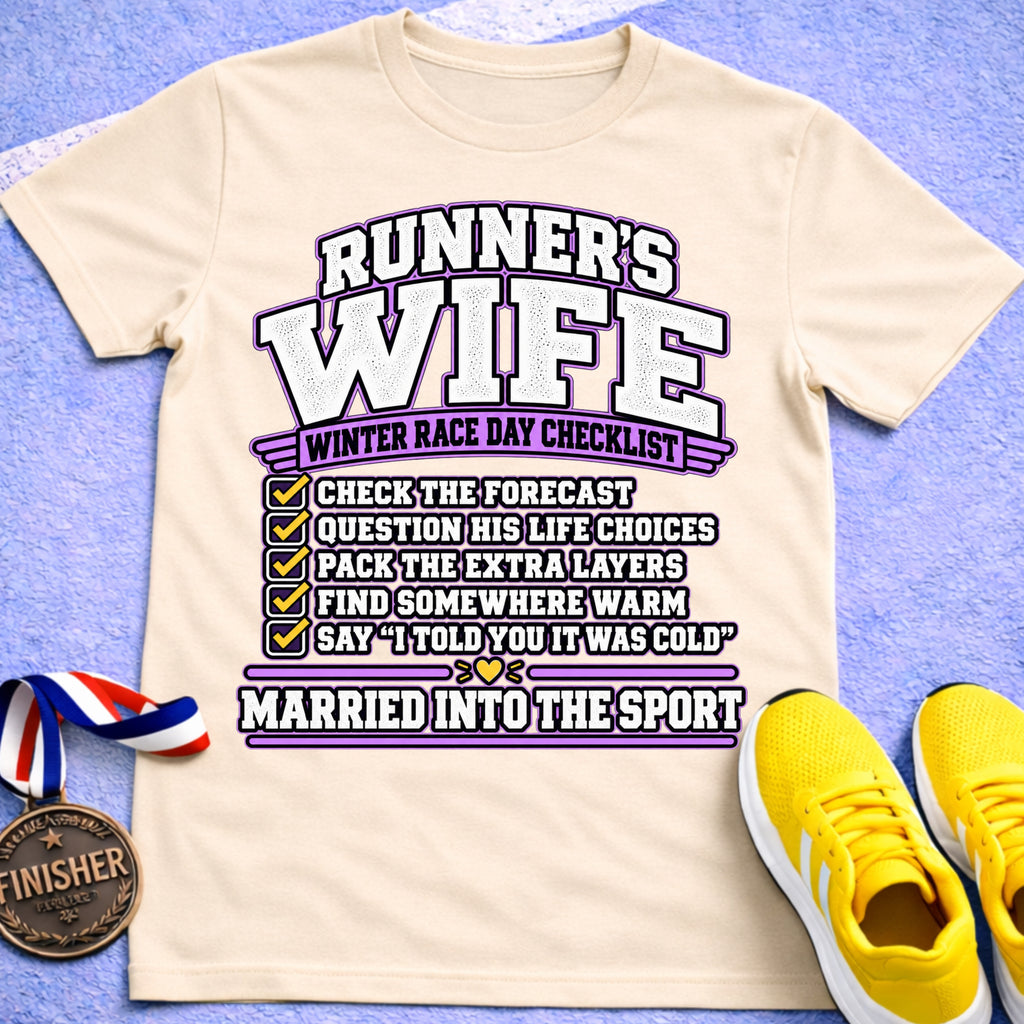 Runner's Wife Winter Race Day Checklist T-Shirt